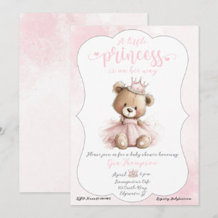 Liten prinsessa baby shower inbjudan med teddybjör