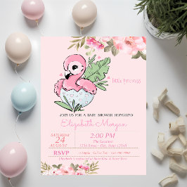 Liten prinsessa, babyflamingo blomster baby shower inbjudningar