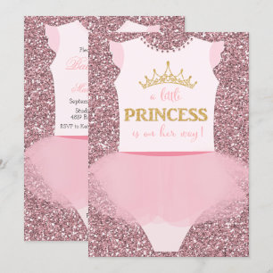Liten prinsessa bebisfest inbjudan