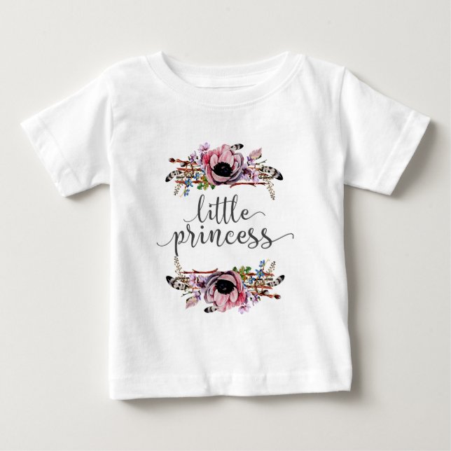 Liten prinsessa | Boho Chic Blommig Bebis Flickan  Tee Shirt (Framsida)