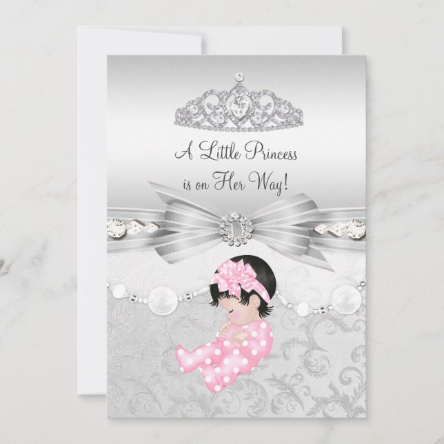 Liten prinsessa flicka baby shower inbjudan (Framsida)