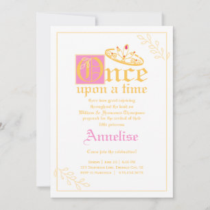 liten prinsessa flicka BABY SHOWER rosa guld tiara Inbjudningar