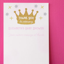 Liten prinsessa flicka baby shower tack kort