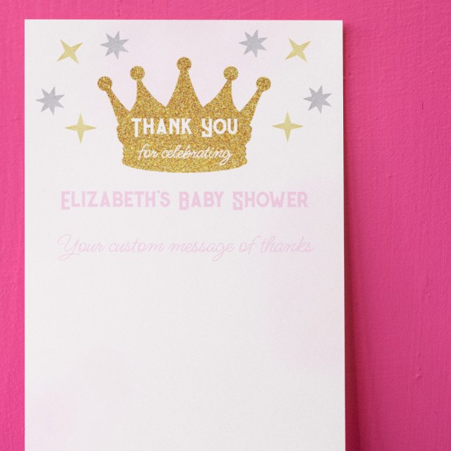 Liten prinsessa flicka baby shower tack kort (Skapare uppladdad)