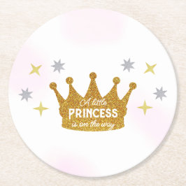 Liten prinsessa flicka baby shower underlägg papper rund