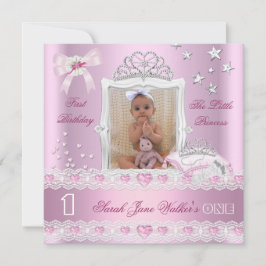 Liten prinsessa Första födelsedagsfest Foto Inbjudningar