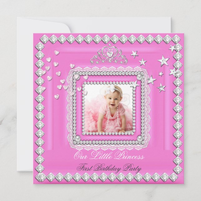 Liten prinsessa Första födelsedagsfest Foto Inbjudningar (Framsida)