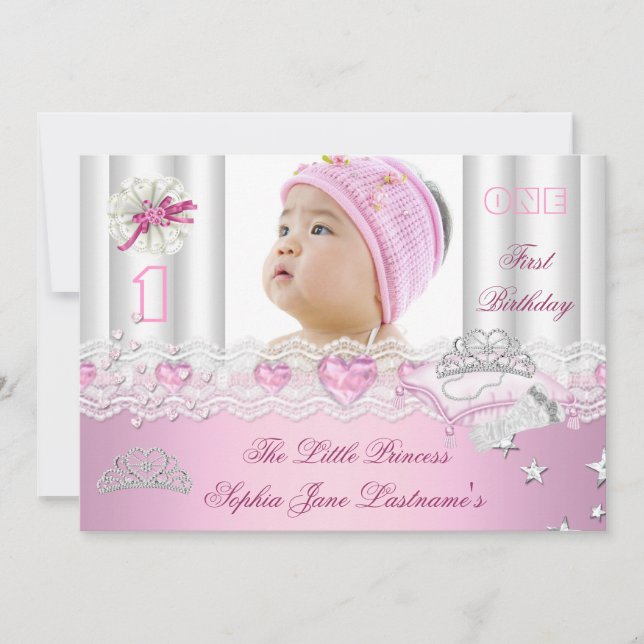 Liten prinsessa Första födelsedagsfest Foto Inbjudningar (Framsida)