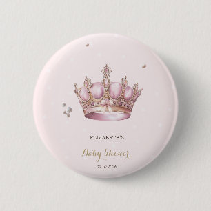 Liten Prinsessa Krona Pärlor Prickar Bebis Shower Knapp