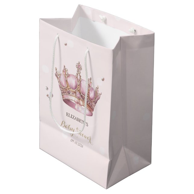 Liten Prinsessa Kronan Pärlor Prickar Bebis Bjudni (Framsidan Vinklad)