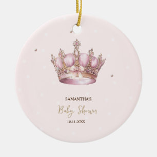 Liten Prinsessa Kronan Pärlor Prickar Bebis Bjudni Julgransprydnad Keramik