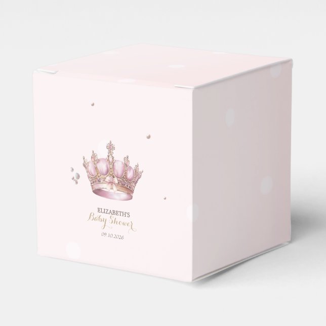Liten Prinsessa Kronan Pärlor Prickar Bebis Bjudni Presentaskar (Framsidan Sidan)