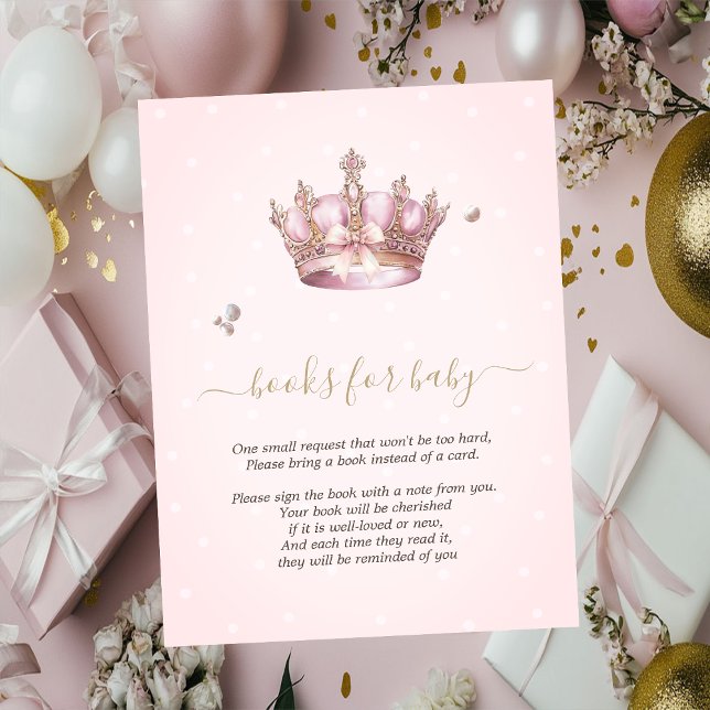 Liten Prinsessa Kronan Pärlor Prickar Bebis Bjudni Tilläggskort (Skapare uppladdad)
