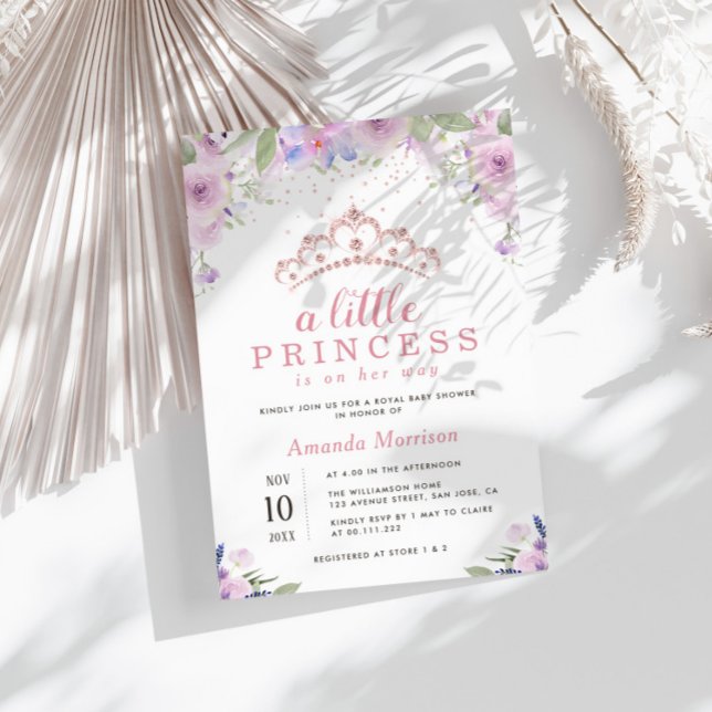 liten prinsessa lila blommigt babydusch inbjudningar (Skapare uppladdad)