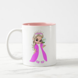 Liten prinsessa med blomma & hjärta Två-Tonad mugg