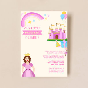liten prinsessa med lat söt barn födelsedag inbjudningar