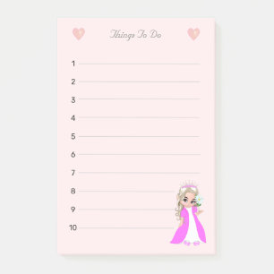 Liten prinsessa på ljusrosa saker att göra-linjera post-it block