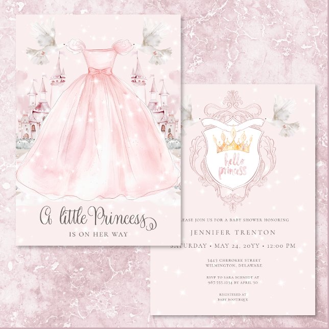 Liten prinsessa på väg Rosa babyfirande Inbjudningar (Little Princess on the Way Pink Baby Shower Invitation)