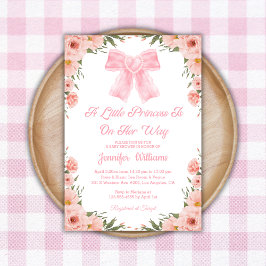 liten prinsessa, rosa blommigt babydusch inbjudningar