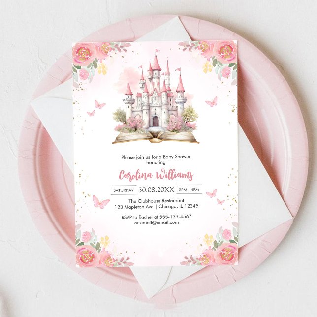 Liten prinsessa sagoslott flicka baby shower inbjudningar (Skapare uppladdad)