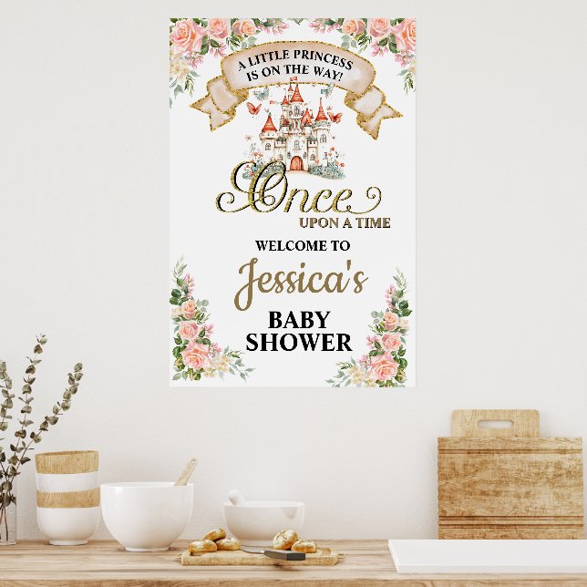 Liten prinsessa sagoslott flicka baby shower poster (Kök)