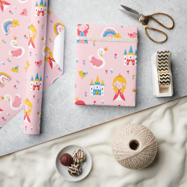Liten prinsessa sagowrappingpapper presentpapper (Hantverk)