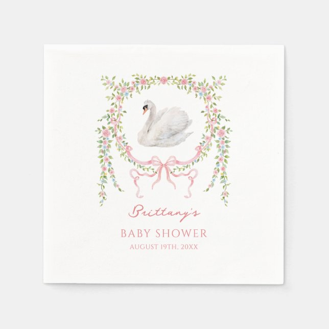 Liten prinsessa Svanflicka Baby Shower Pappersservett (Framsidan)