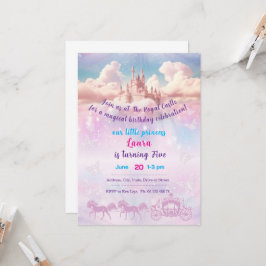 Liten prinsessa Tema inbjudan. Barnkalas. Inbjudningar