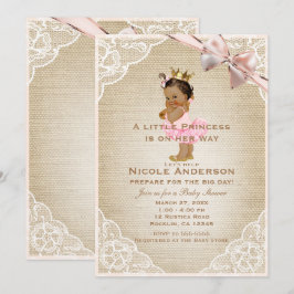 Liten prinsessa vintage-bebis flicka rustik dusch inbjudningar