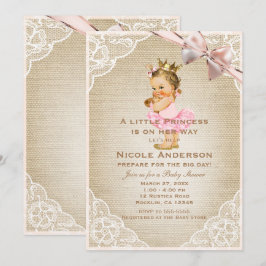 Liten prinsessa vintage-bebis flicka rustik shower inbjudningar