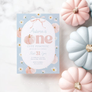 Liten pumpa 1-års födelsedag Daisies Blå Rosa slin Inbjudningar