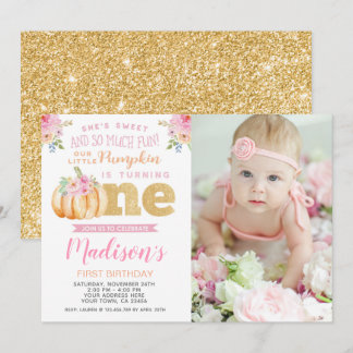 Liten pumpa 1-års inbjudan med foto