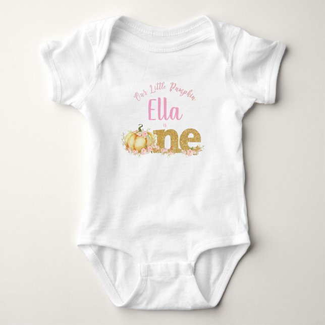 Liten pumpa 1-årsdag Ensiebody T Shirt (Framsida)