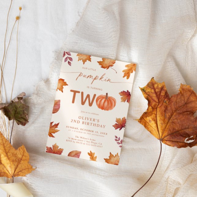 Liten pumpa 2-års födelsedag höst  inbjudningar (Skapare uppladdad)
