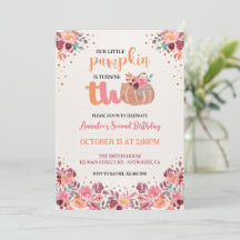 Liten pumpa 2-års födelsedags Boho blommig inbjuda