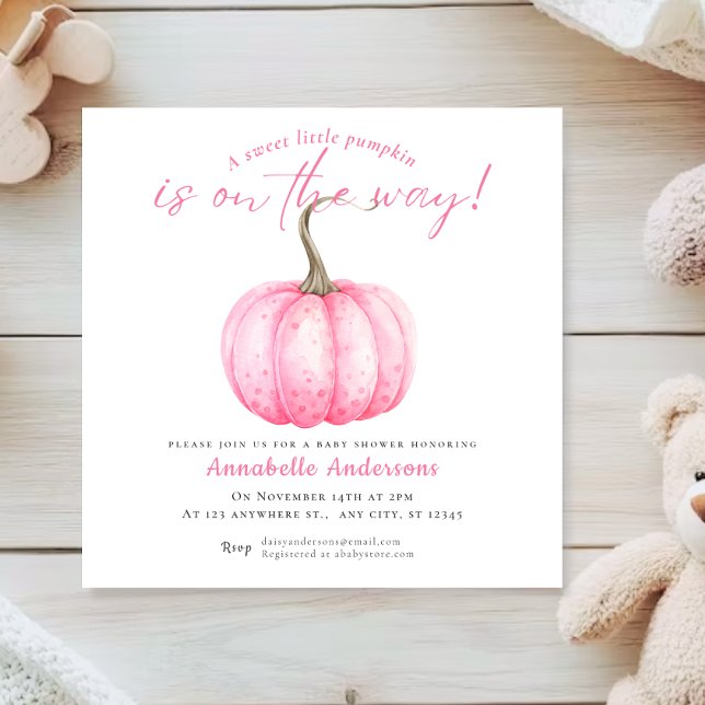 Liten pumpa akvarell Baby shower inbjudan (Skapare uppladdad)