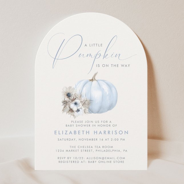 Liten Pumpa Akvarell Babypojke Shower Båge Inbjudningar (Little Pumpkin Watercolor Baby Boy Shower Arch Invitation)