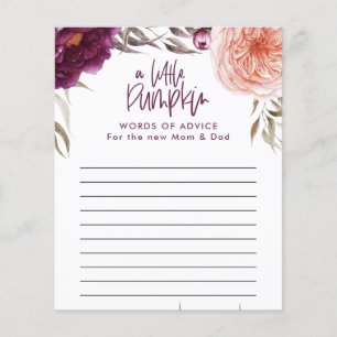 Liten pumpa akvarell blomster baby shower spel flygblad