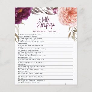 Liten pumpa akvarell blomster baby shower spel flygblad
