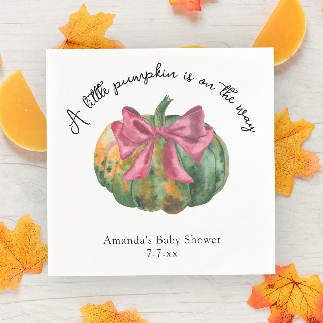Liten pumpa är på väg Höst baby shower  Pappersservett (Skapare uppladdad)
