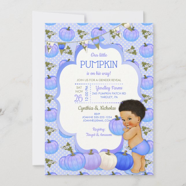 Liten Pumpa Baby Pojke Dopp Medium Lockig Inbjudningar (Framsida)