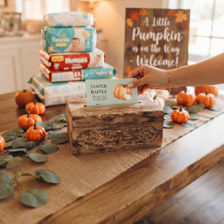 Liten pumpa baby shower blöja lotteri kort