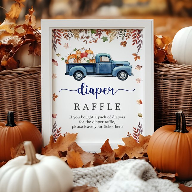 Liten Pumpa Baby Shower Blöja Lotteri Skylt (Little Pumpkin Baby Shower Diaper Raffle Sign)