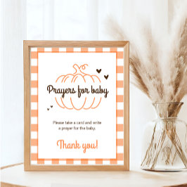 Liten pumpa baby shower böner för baby skylt
