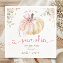 Liten pumpa baby shower flicka rosa båge papper