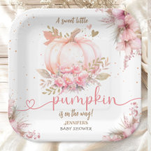 Liten pumpa baby shower flicka rosa boho rustik