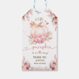 Liten Pumpa Baby Shower Flicka Rosa Höst Presentetikett