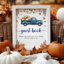 Liten pumpa baby shower gästbok signering poster