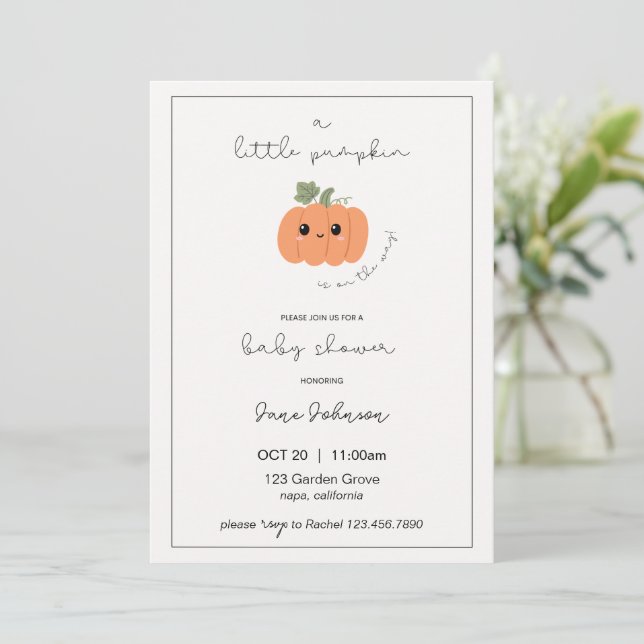 Liten pumpa baby shower inbjudan (Stående Fram)