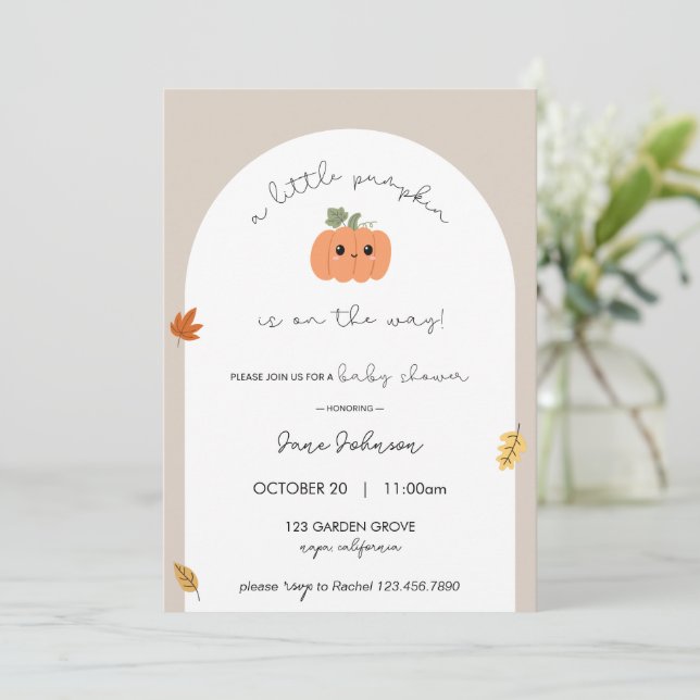 Liten pumpa baby shower inbjudan (Stående Fram)